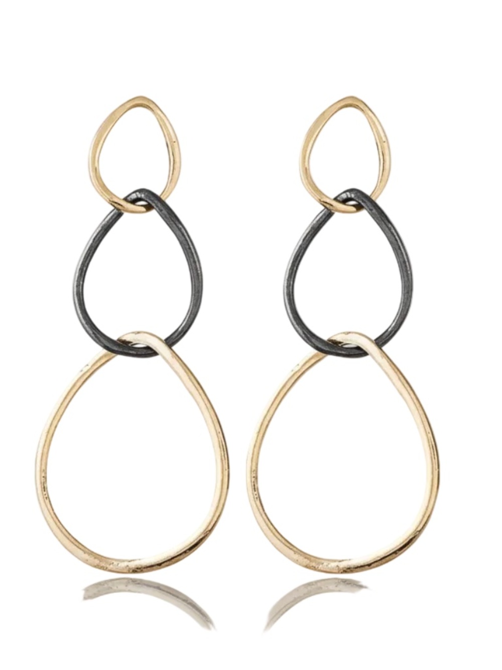 Womens Gold Triple Hoop Dangle Earrings